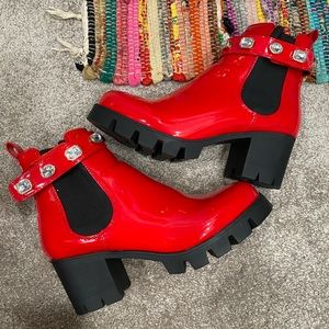 Azalea chunky heel bootie w/ rhinestones EUC